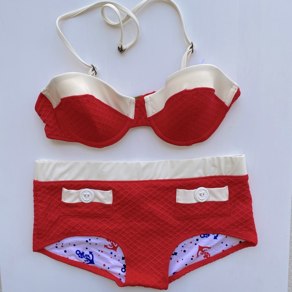 Retro Nanette Lepore Red Two Piece